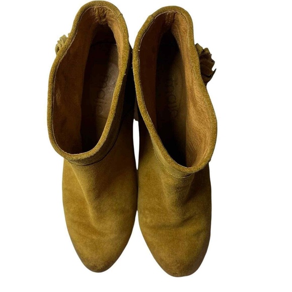 Maje Suede Tan Fringe Western Ankle Bootie Size 38 / 7.5 - Picture 4 of 12